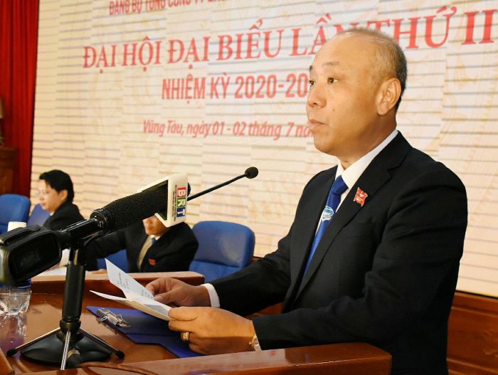 Đồng chí Bùi Thế Hùng, Bí thư Đảng ủy, Tổng giám đốc VMS-South phát biểu khai mạc đại hội.