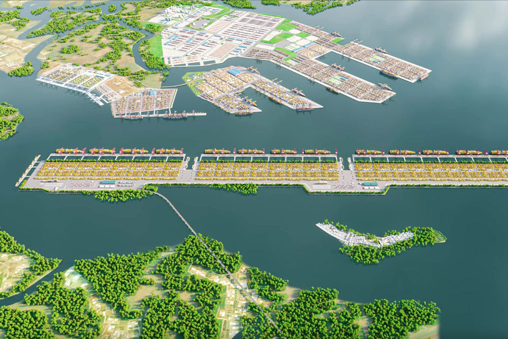 Phối cảnh dự án cảng trung chuyển quốc tế Cần Giờ đang được đề xuất Ảnh: Portcoast.